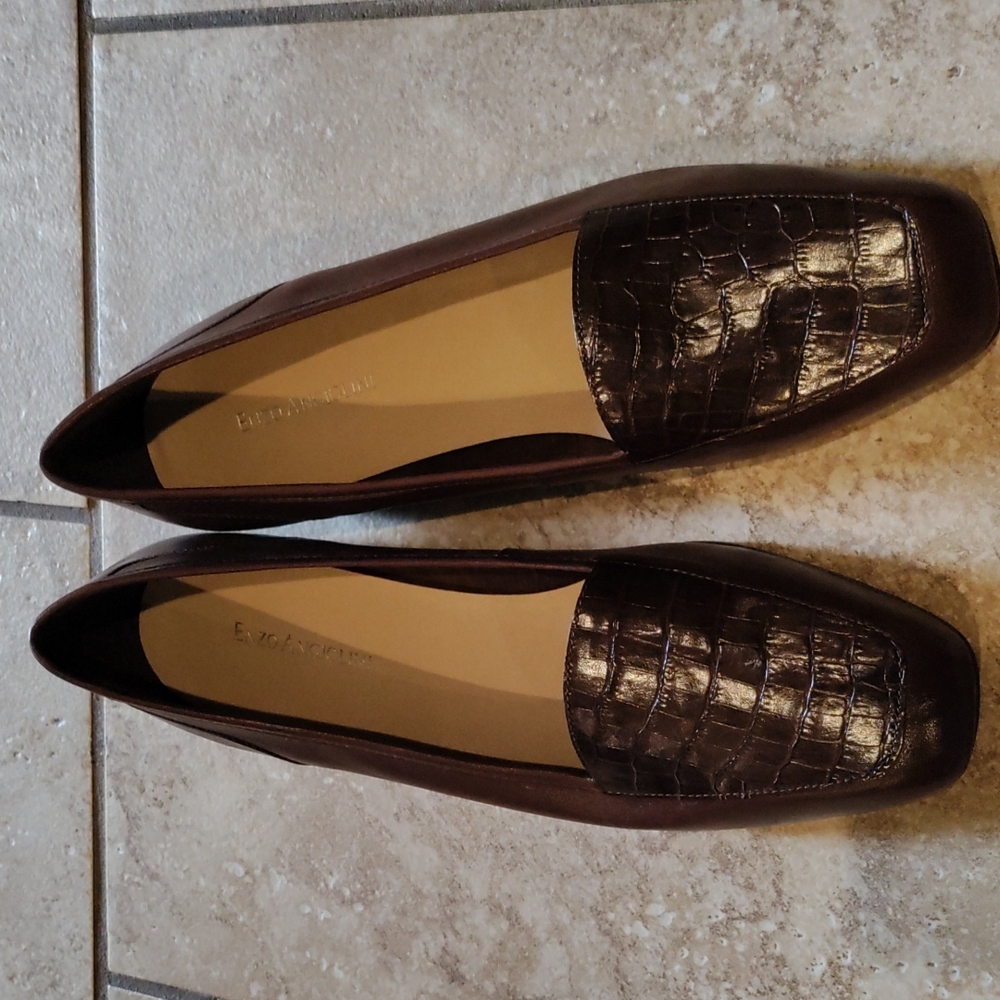 Enzo Angiolini Brown Liberty Flats Loafers 10 Brazil
